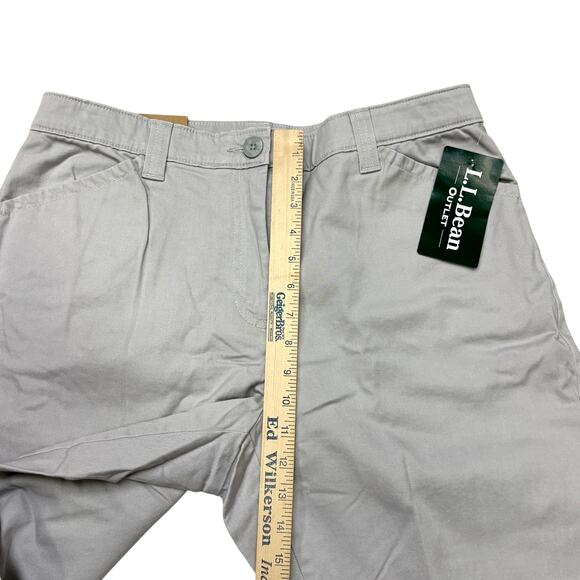 LL Bean Flannel Lined Pants Women Size 16P Petite Gray Chino Classic Fit Casual - Picture 9 of 11